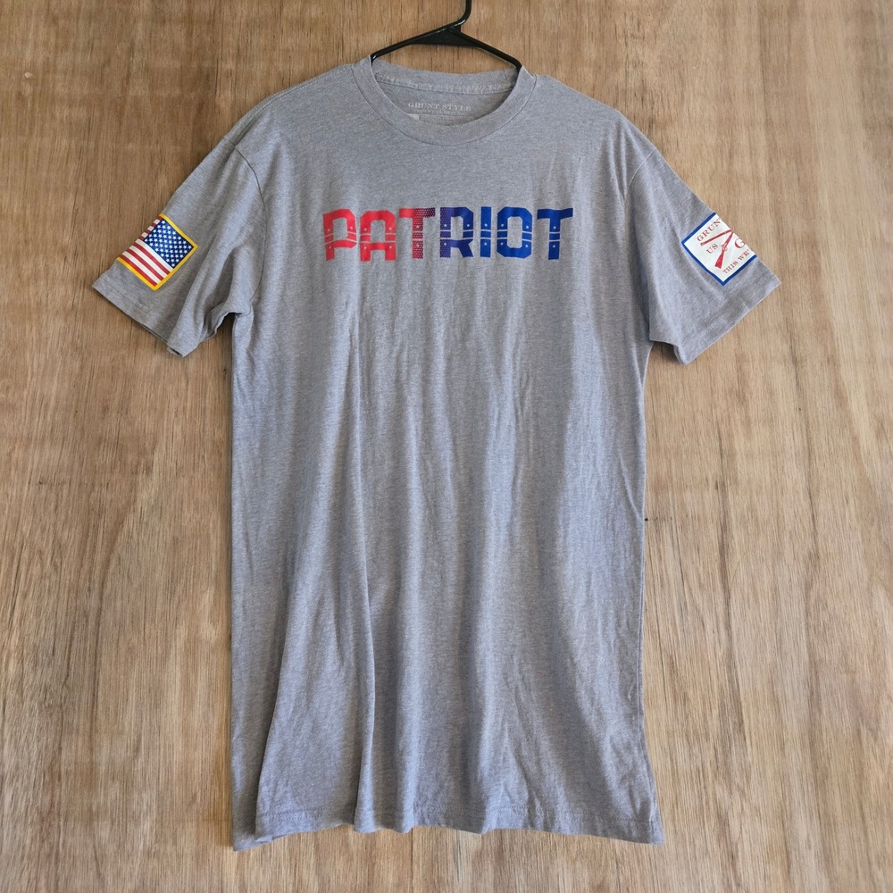 Grunt Style Patriot T-Shirt Mens Large Gray Short Sleeve Graphic Tee US Flag
